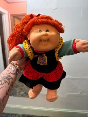 Red-Haired Plush Cabbage Patch Style Doll – Playful Red Hair